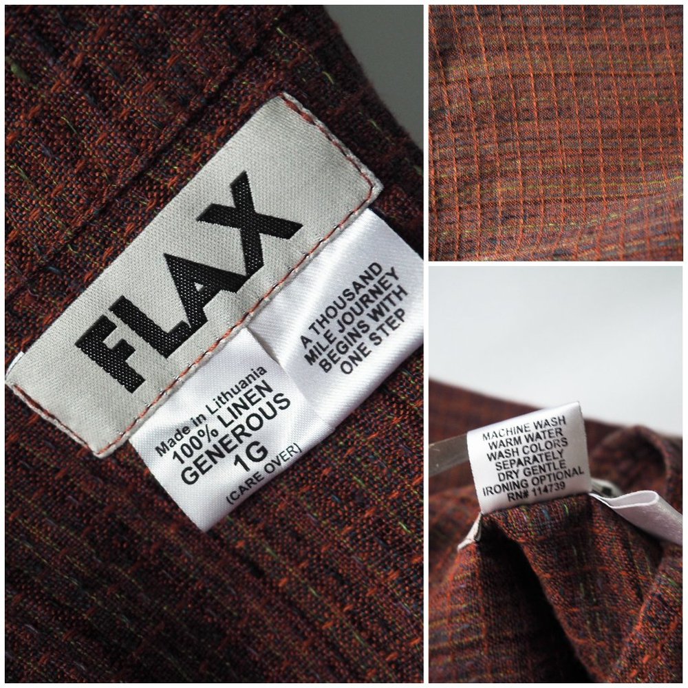 FLAX 100% Linen XL Plus Size Long Sleeve Button-up - Picture 7 of 7